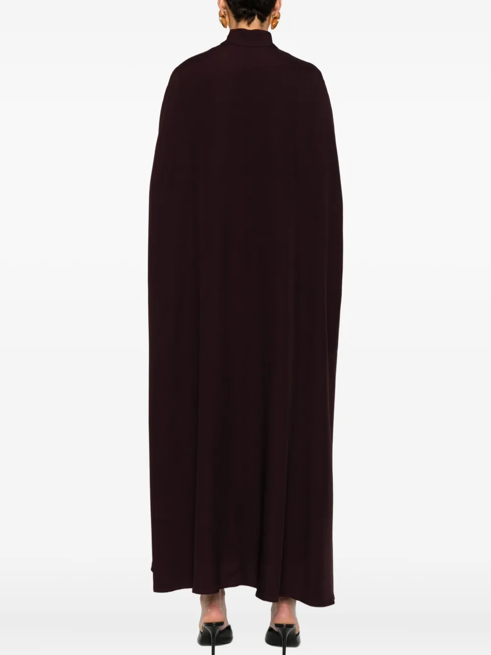 Raquel Diniz Draped High Neck Cape With Front Slit In Brown