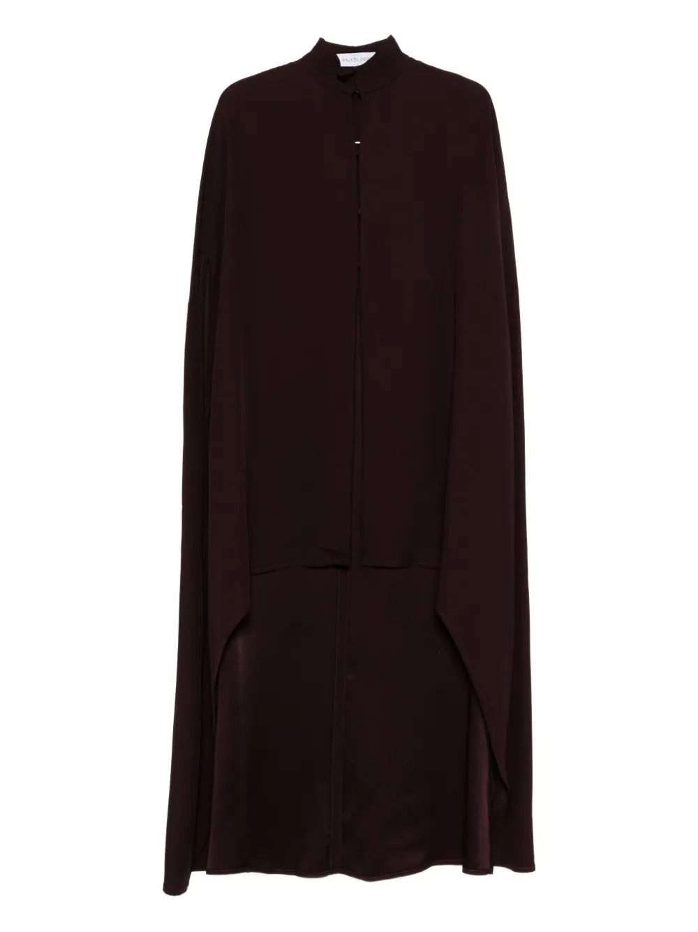 Raquel Diniz Draped High Neck Cape With Front Slit In Brown