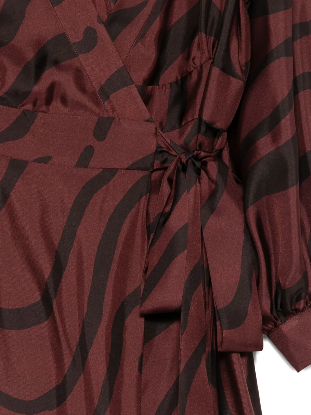 Raquel Diniz Wrap Dress With Long Sleeves And Tie Waist In Burgundy