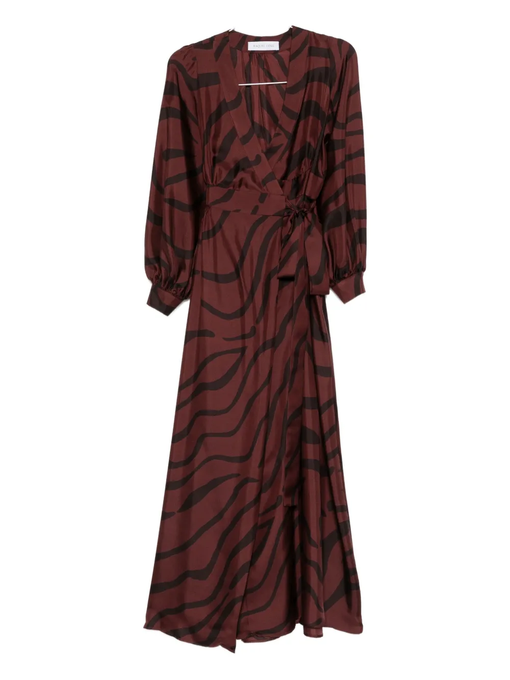 Raquel Diniz Wrap Dress With Long Sleeves And Tie Waist In Burgundy
