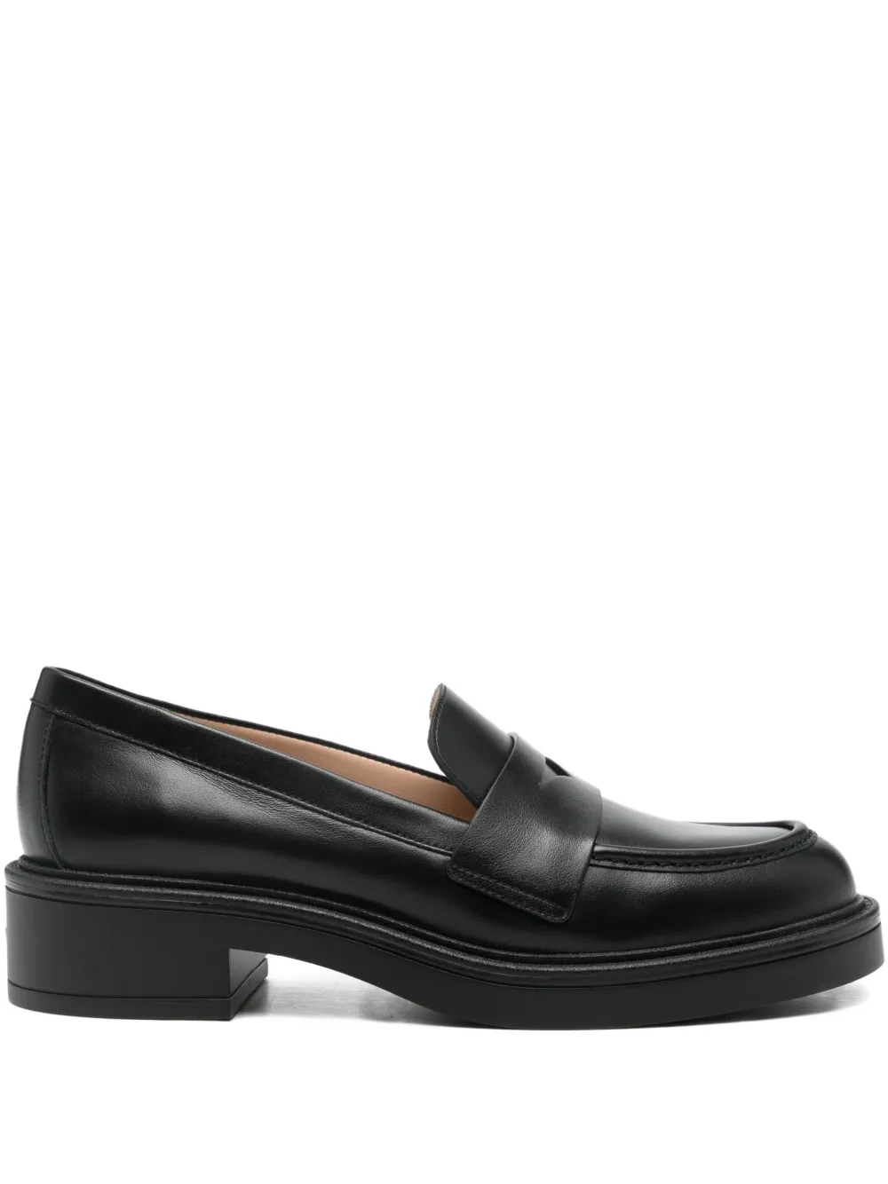 Stuart Weitzman penny leather loafers Black