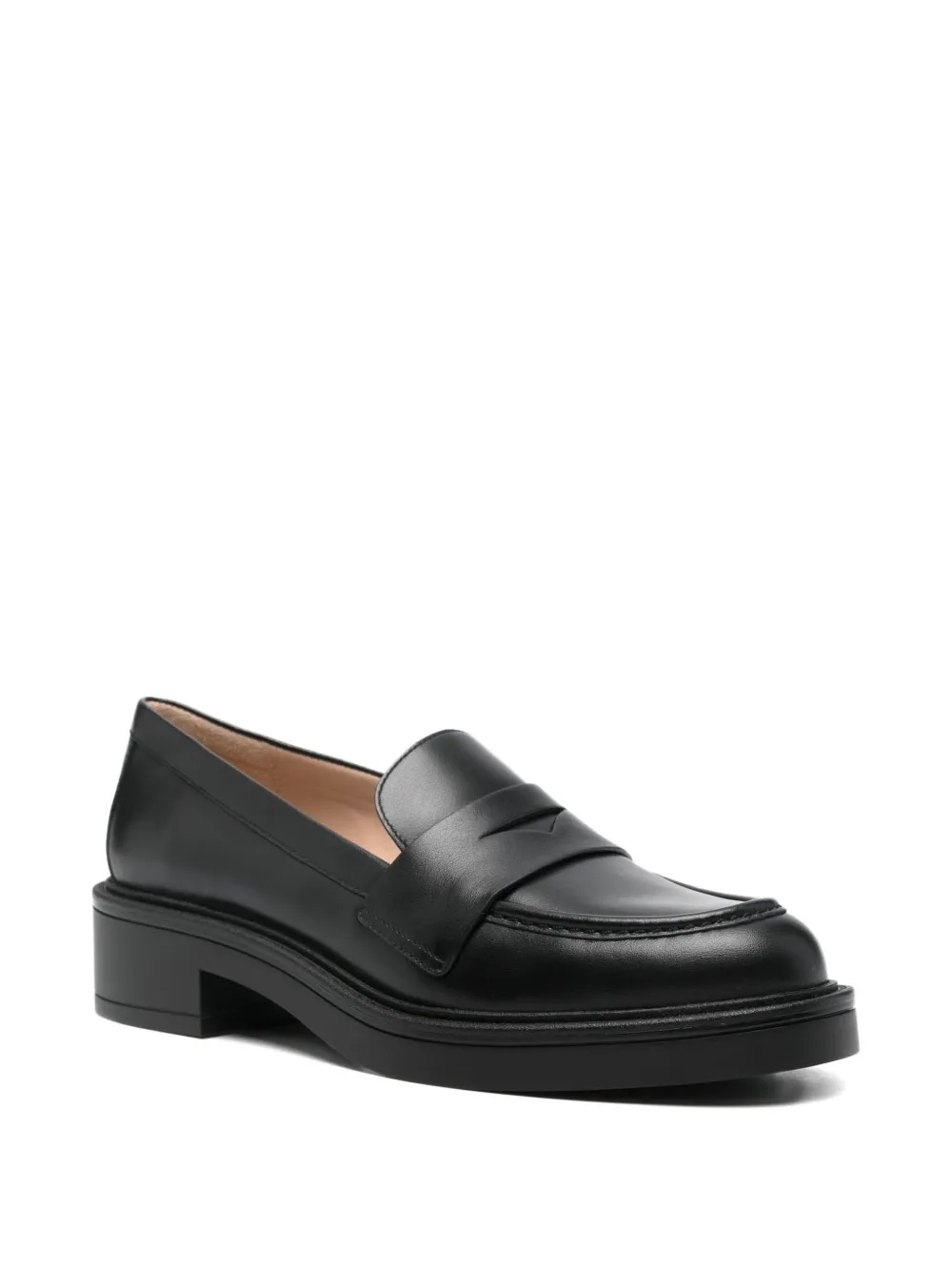Stuart Weitzman penny leather loafers Black
