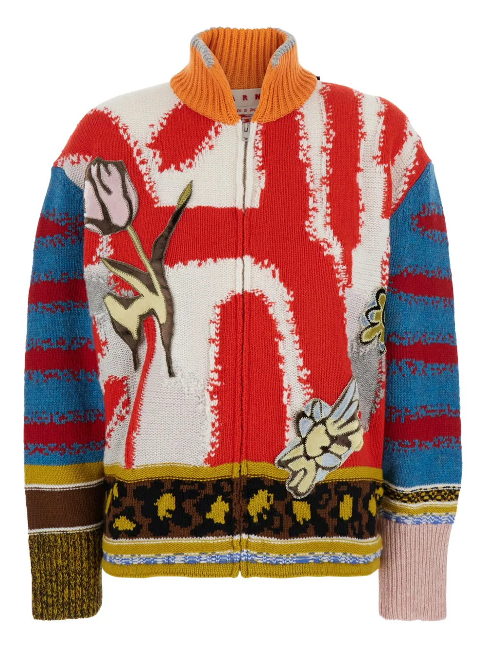 Marni patchwork appliqué cardigan - レッド Marni patchwork appliqué cardigan - レッド