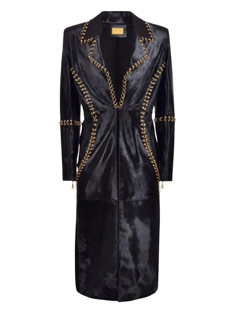 CHRISTINA CRAWFORD Cavallino chain-embellished calfskin coat | Black | Image 1