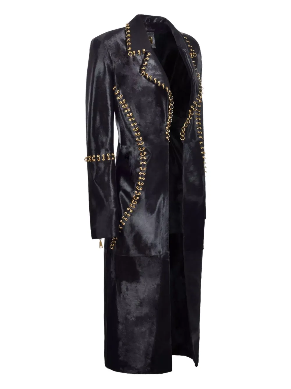 CHRISTINA CRAWFORD Cavallino chain-embellished calfskin coat | Leather Coats | Image 2