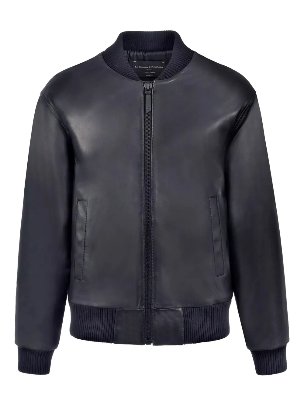 CHRISTINA CRAWFORD ribbed-cuff leather bomber jacket | Black | Image 1