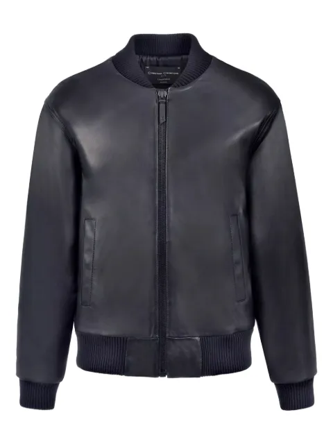 CHRISTINA CRAWFORD ribbed-cuff leather bomber jacket