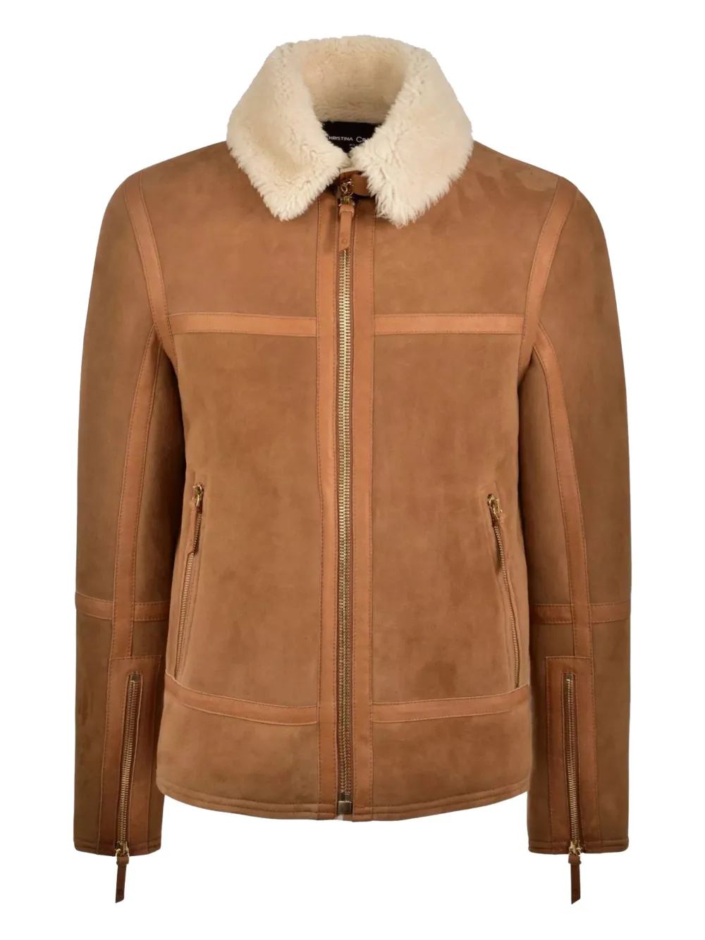 CHRISTINA CRAWFORD shearling collar zipped jacket | Brown | Image 1