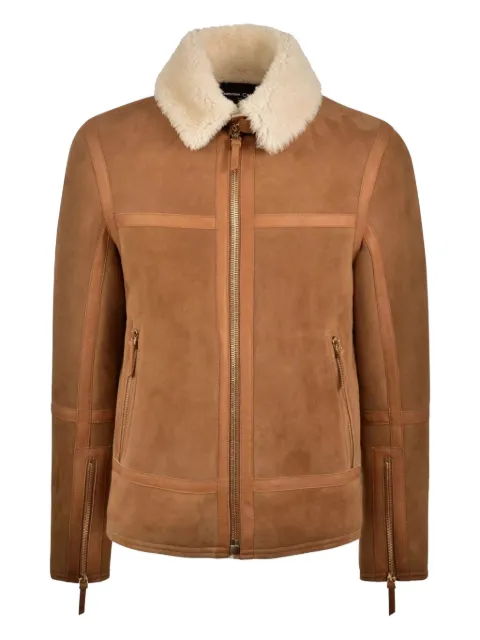 CHRISTINA CRAWFORD shearling collar zipped jacket