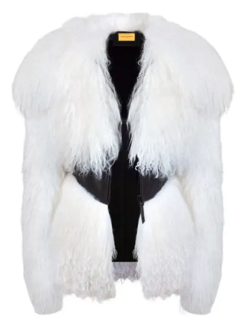 CHRISTINA CRAWFORD shearling leather-trimmed jacket