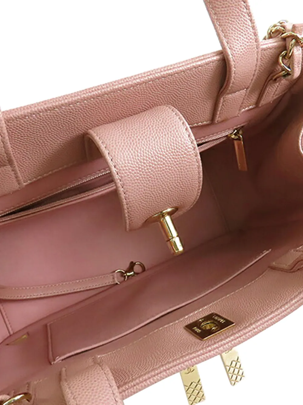 Pre-owned Chanel 2018 Cc Quilted Caviar Business Affinity Satchel In Pink