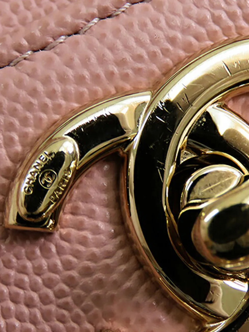 Pre-owned Chanel 2018 Cc Quilted Caviar Business Affinity Satchel In Pink