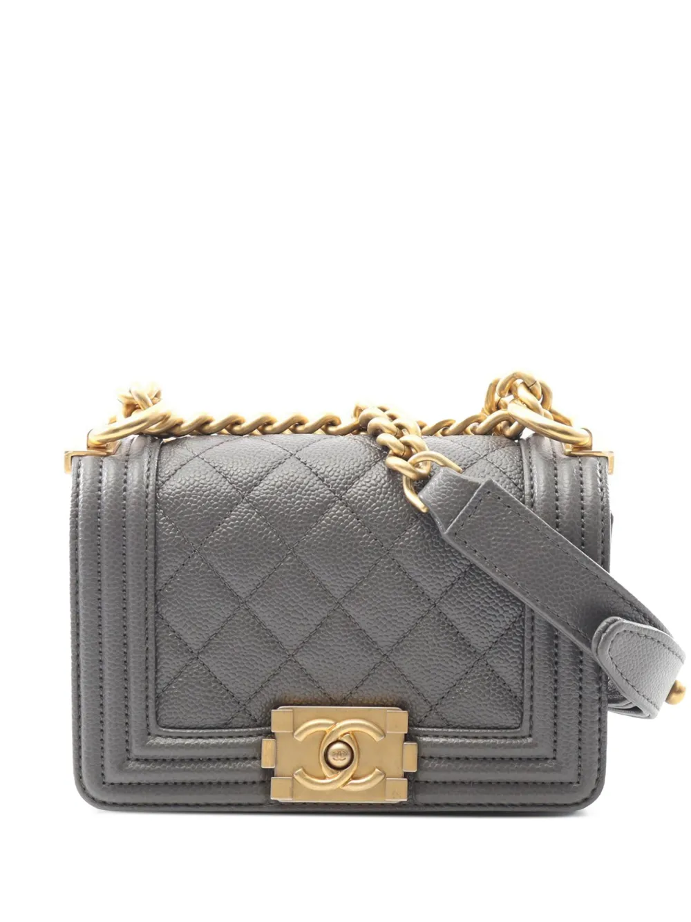 CHANEL Pre-Owned 2021-2025 Mini Quilted Caviar Boy Flap shoulder bag - CHANEL Pre-Owned 2021-2025 Mini Quilted Caviar Boy Flap shoulder bag -