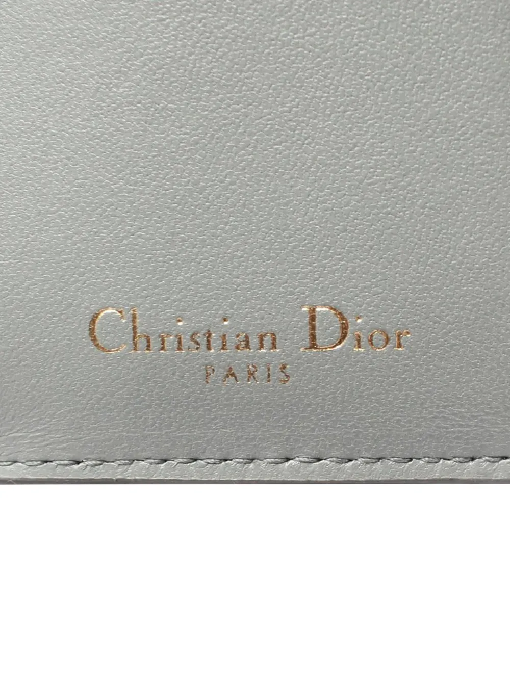 Pre-owned Dior 2000-2025 Grained Calfskin Saddle Trifold Wallet Small Wallets In Gray