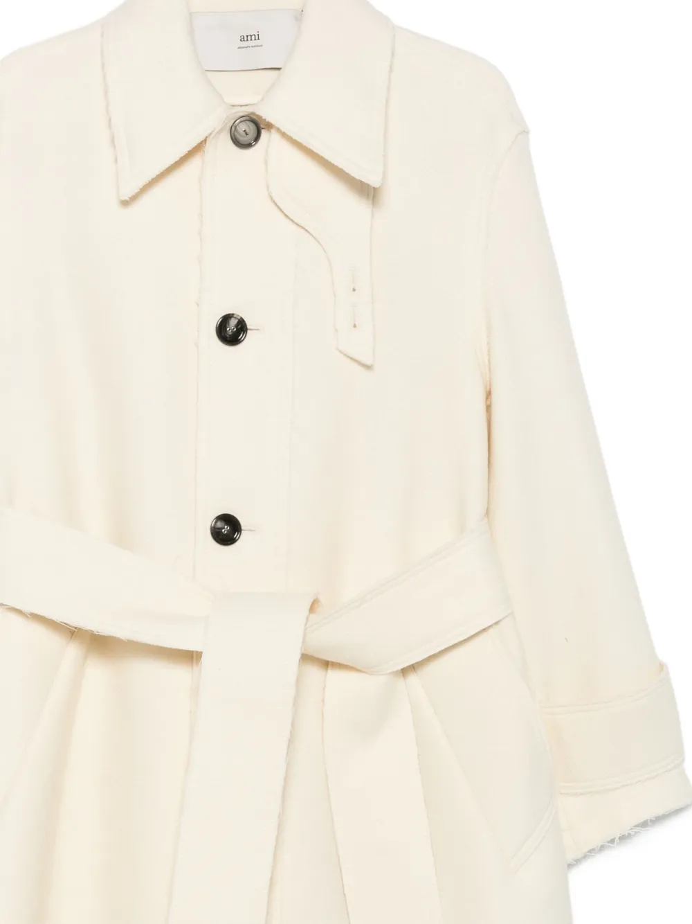 AMI Paris Jas met ceintuur Beige