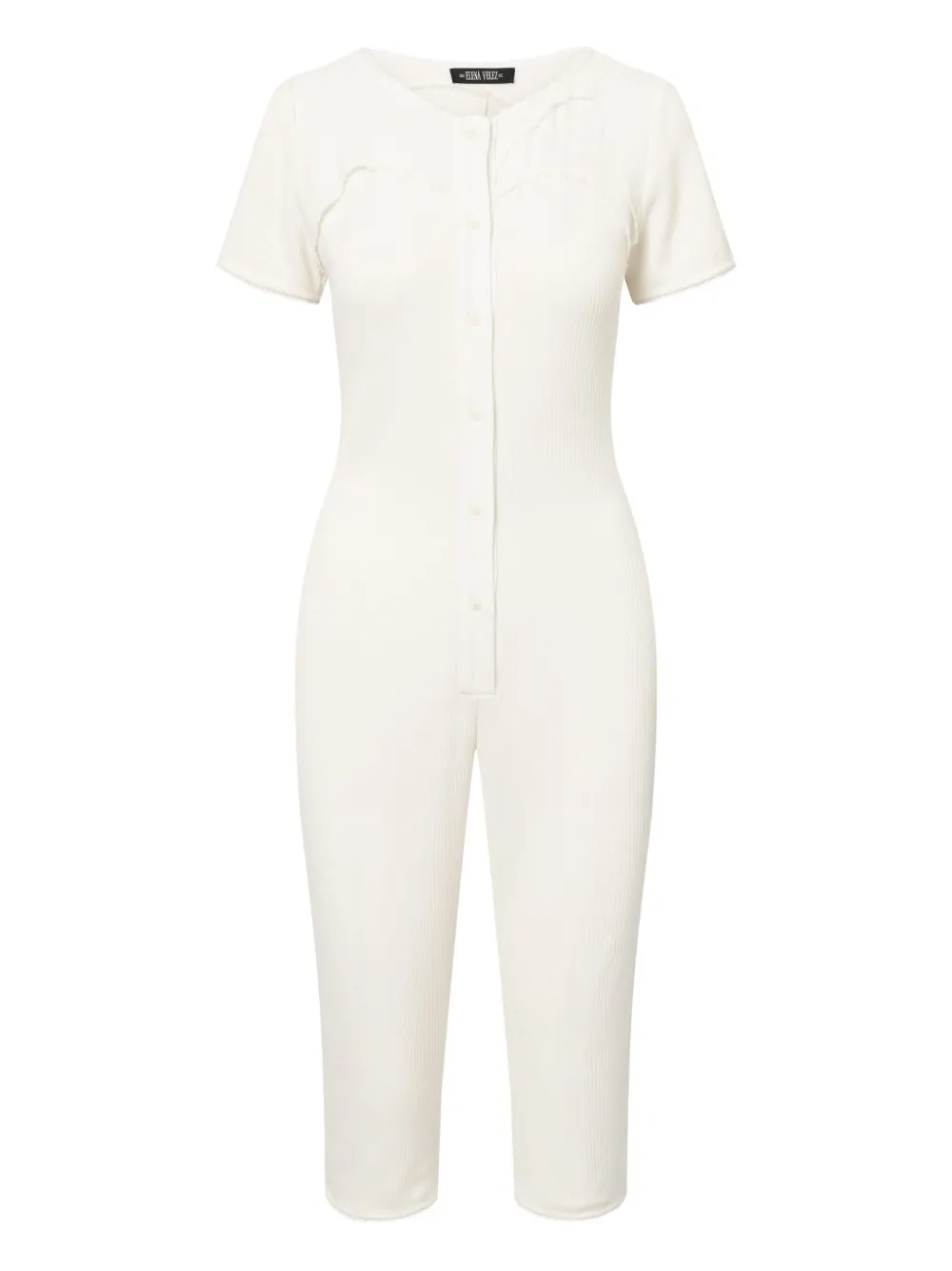 Elena Velez Y6 Long Johns Ribbed-knit Jumpsuit In White