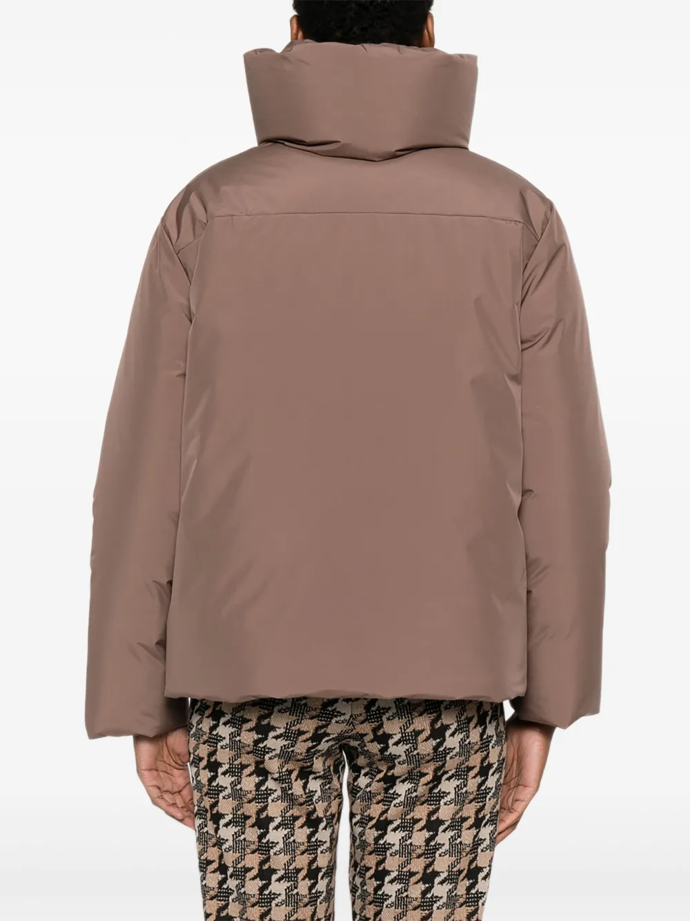 Moorer High-neck Buttoned Jacket In Brown