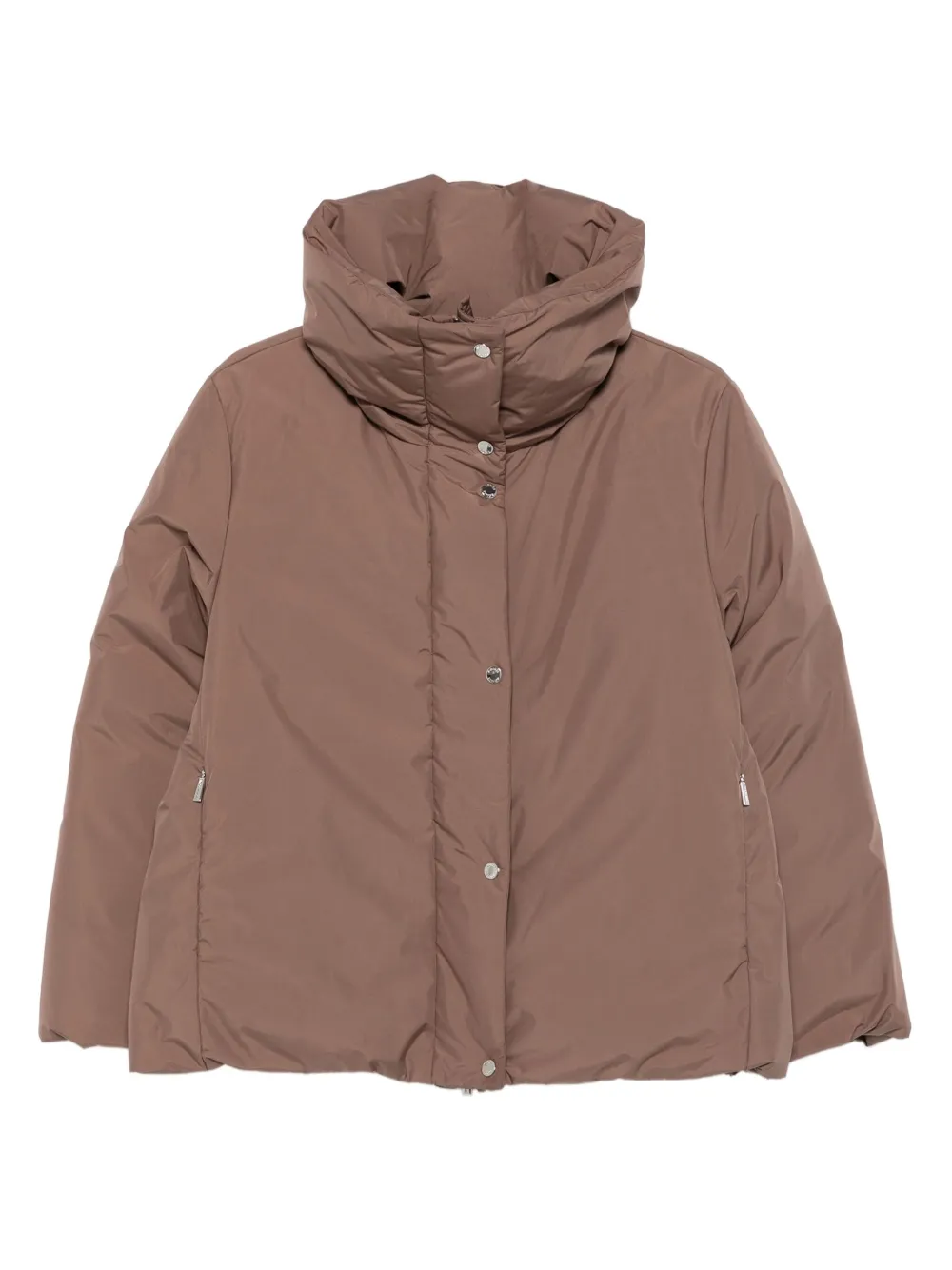 Moorer High-neck Buttoned Jacket In Brown