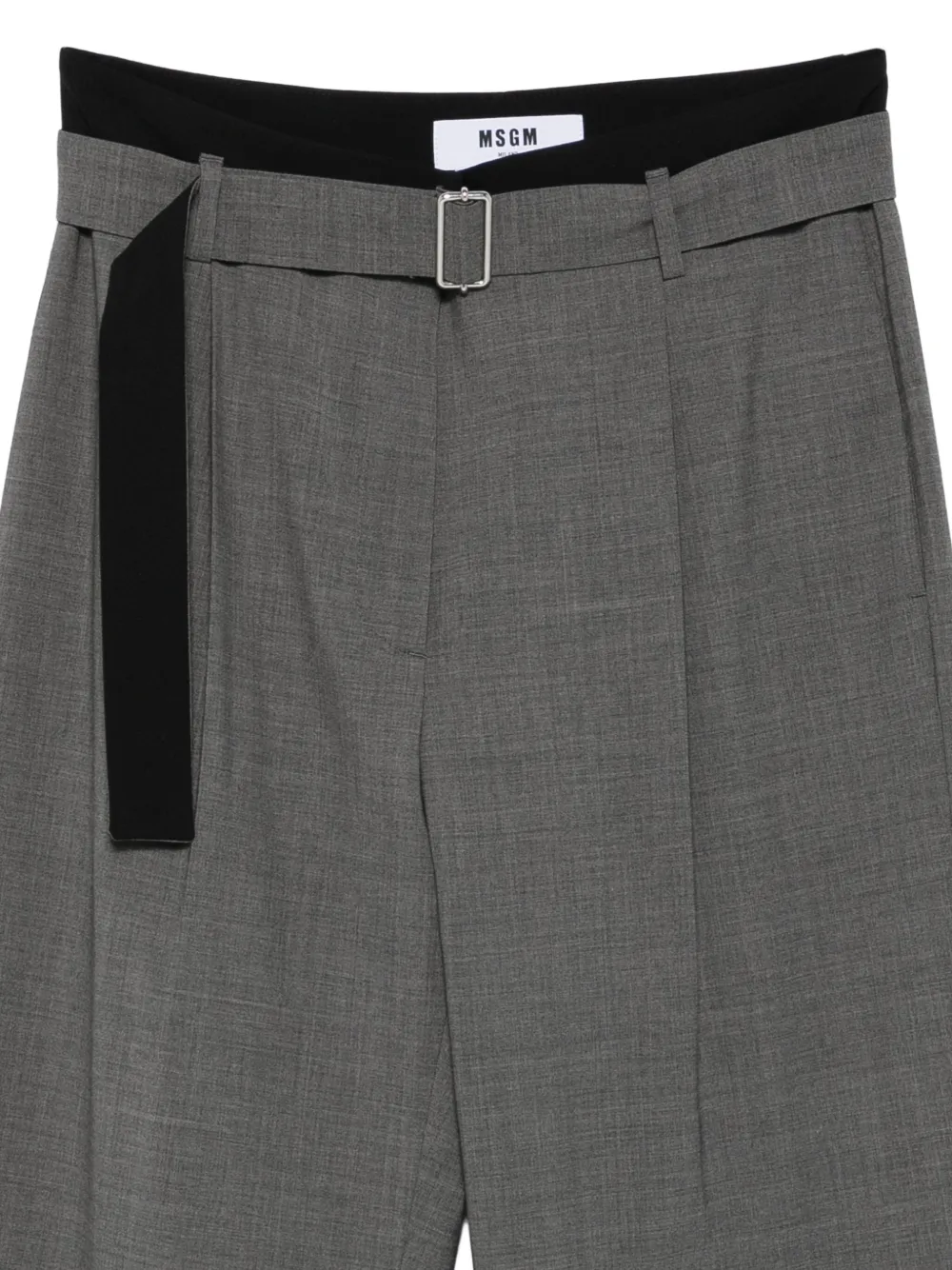 Msgm Belted Pleated Trousers In Gray