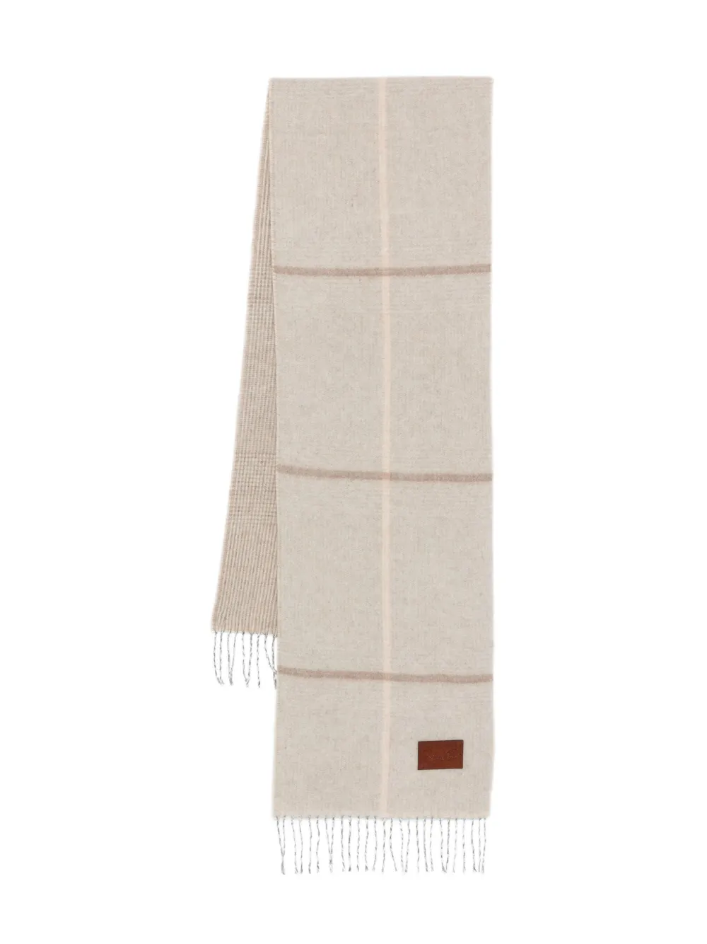 The Bridge Checked Fringed Scarf In Neutral