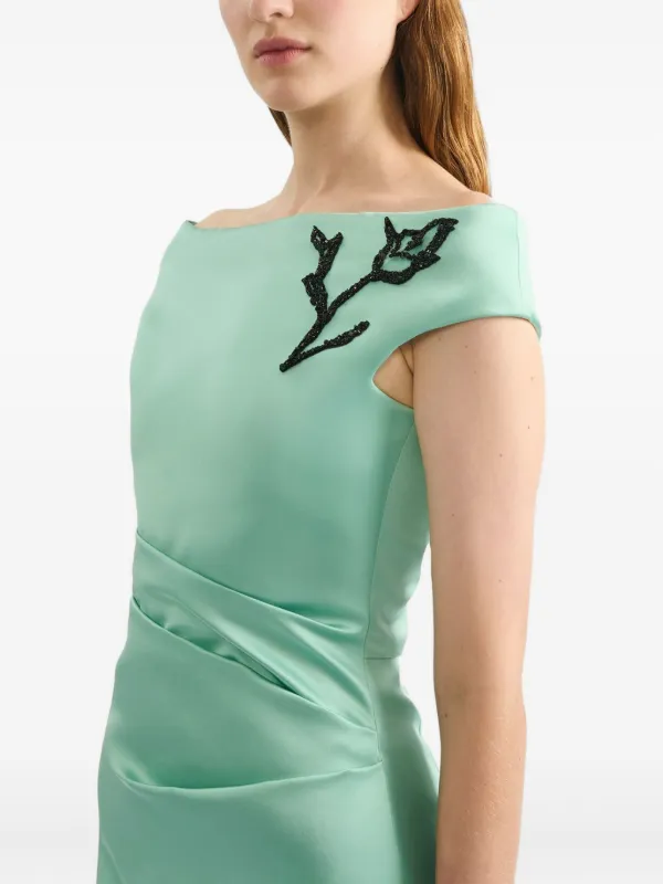 Erdem Embellished Satin Maxi Dress - Green