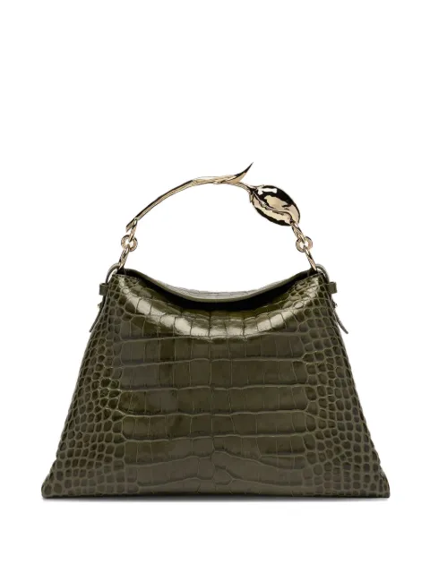 ERDEM large Bloom rose-embellished crocodile-effect shoulder bag