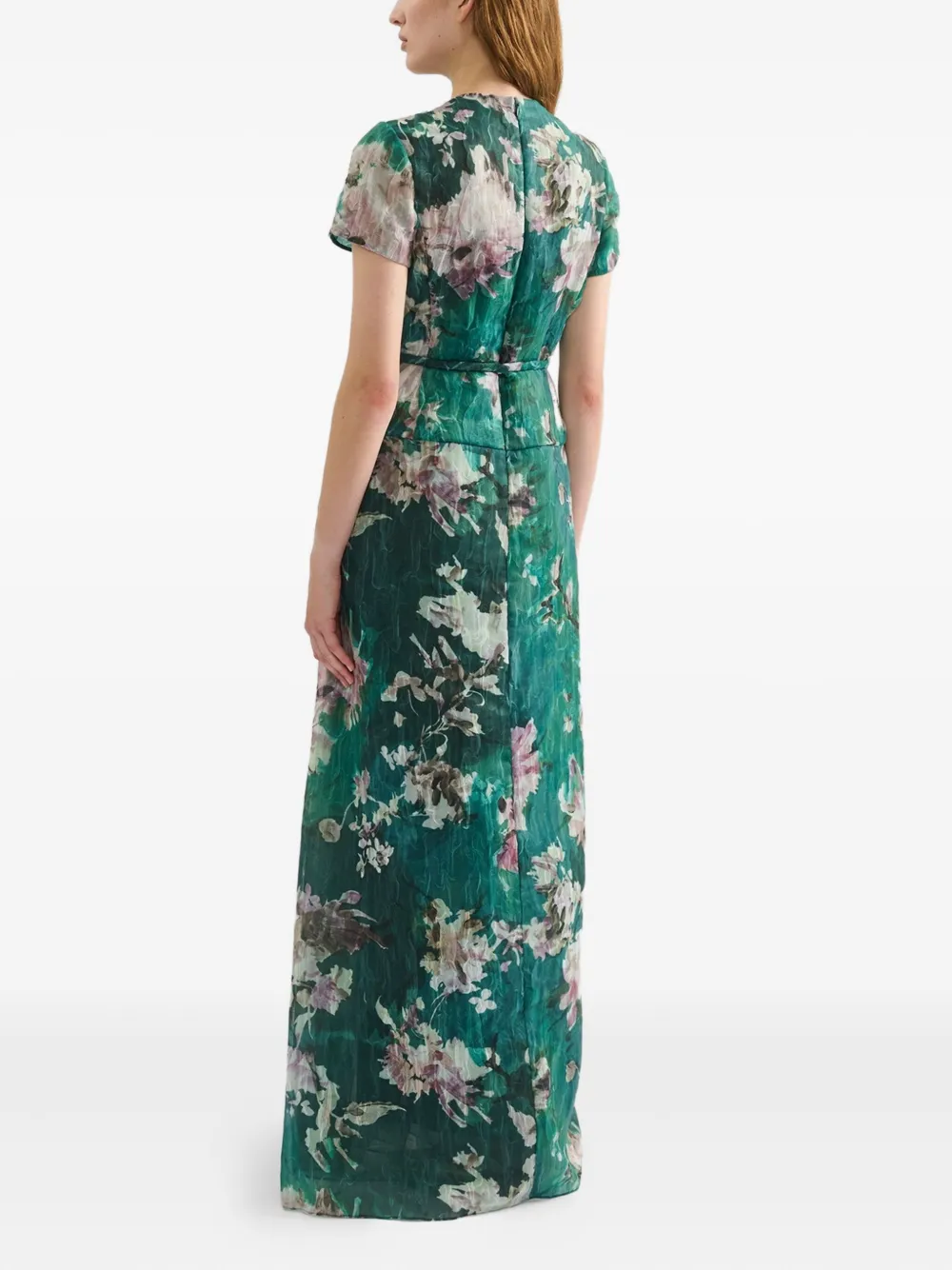 ERDEM Avondjurk met bloemenprint en korte mouwen Groen