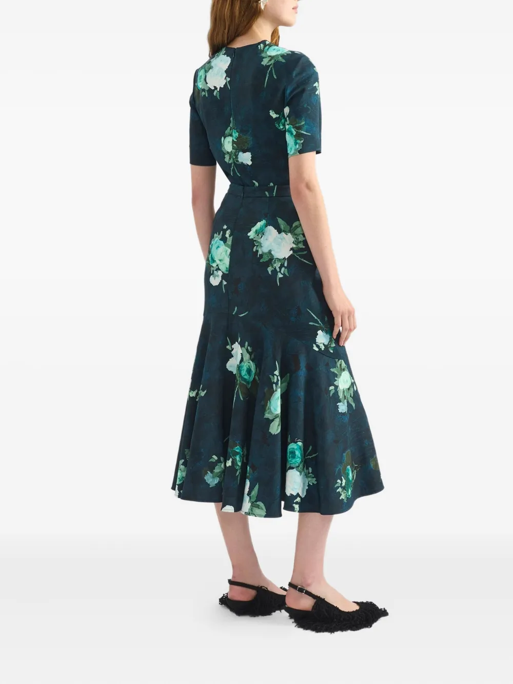 Erdem Floral-print Short-sleeve Top In Blue