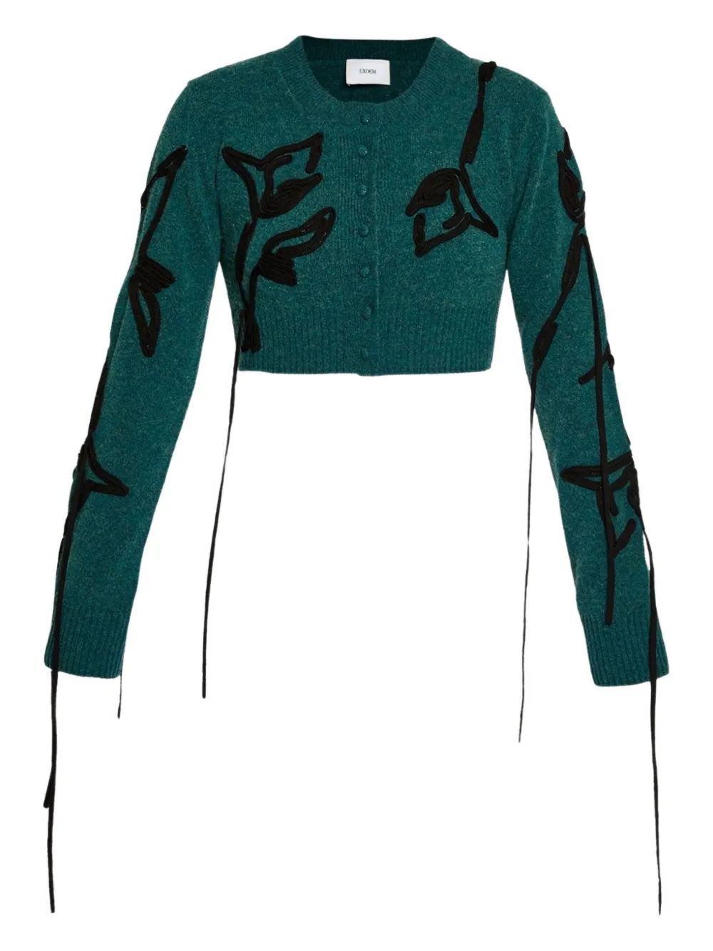 Erdem Floral-appliqué Cardigan In Green