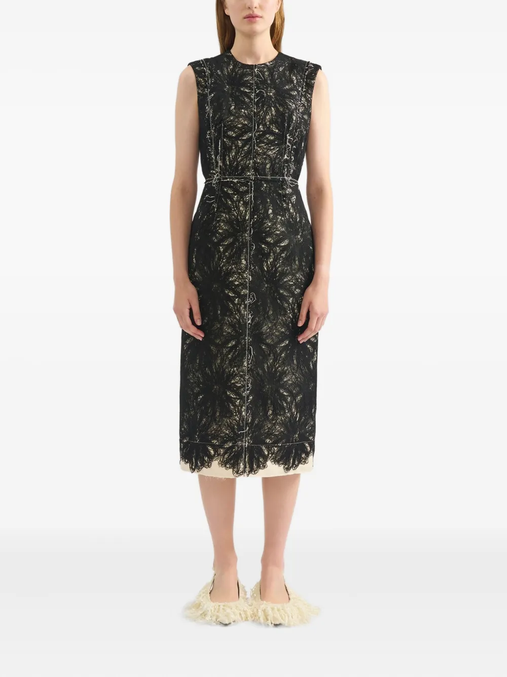 Erdem Lace-trimmed Sleeveless Dress In Black