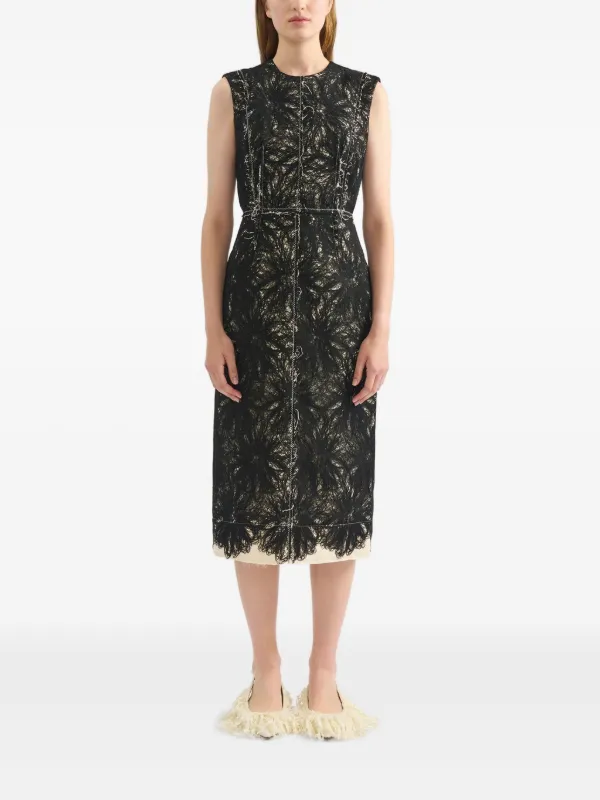 erdem black lace dress Erdem Lace-trimmed Sleeveless Dress