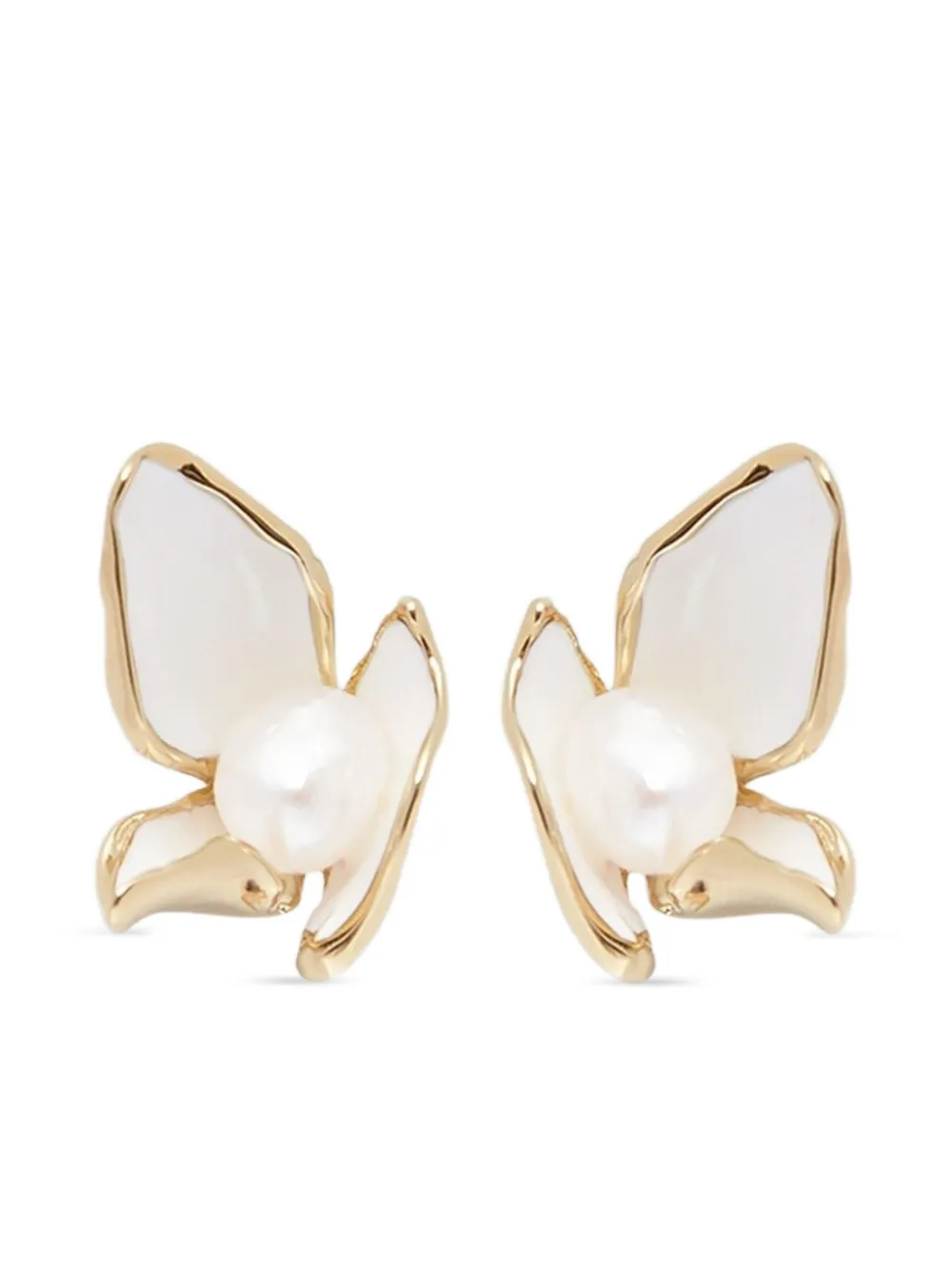 Erdem Flower Pearl Earrings In White