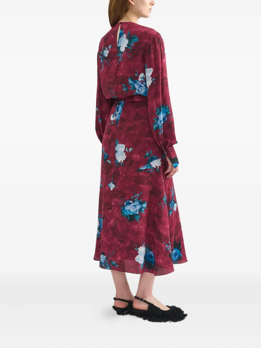 ERDEM Midi-jurk met bloemenprint - Rood