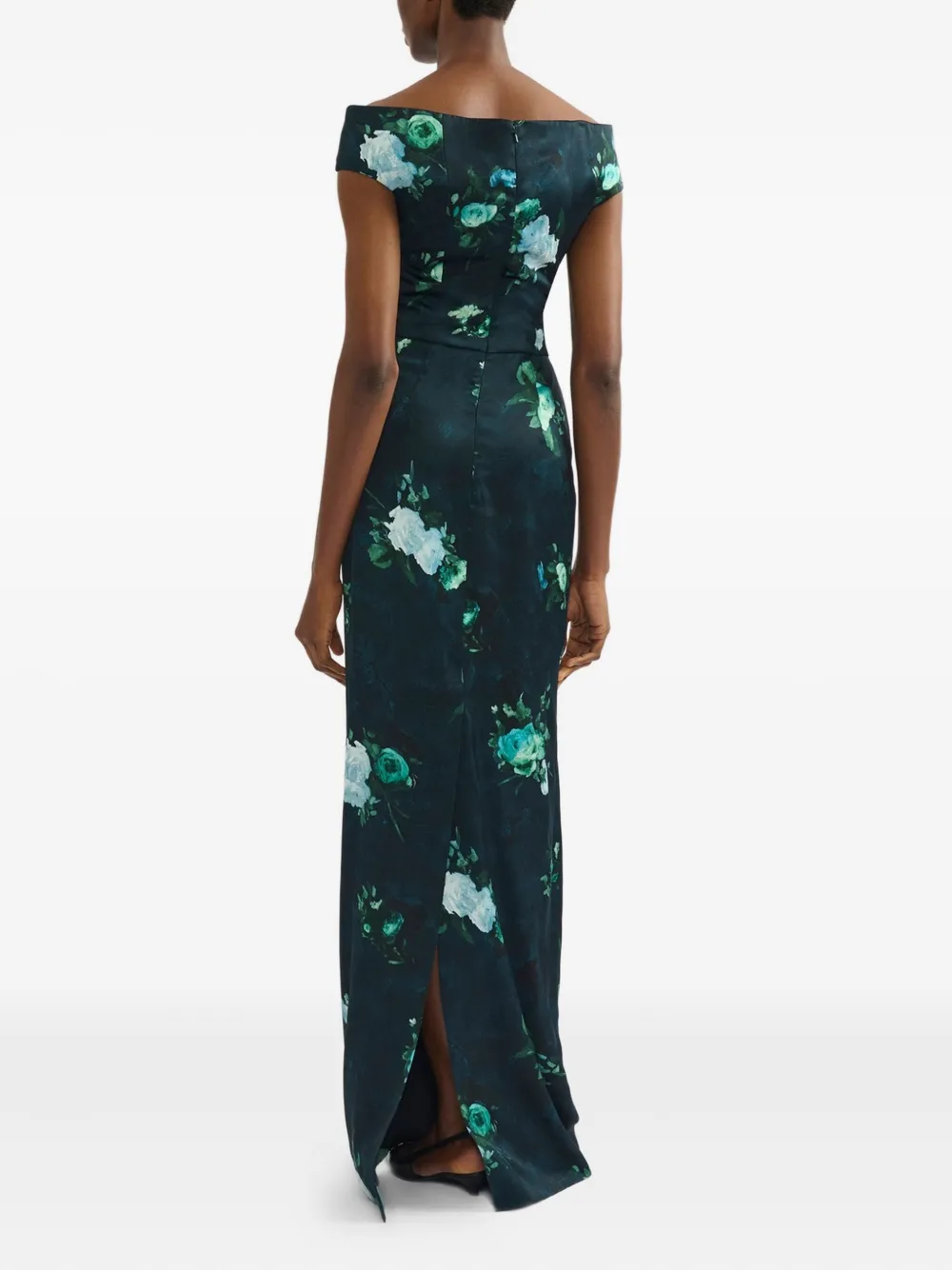 Erdem Floral-print Off-shoulder Gown In Green