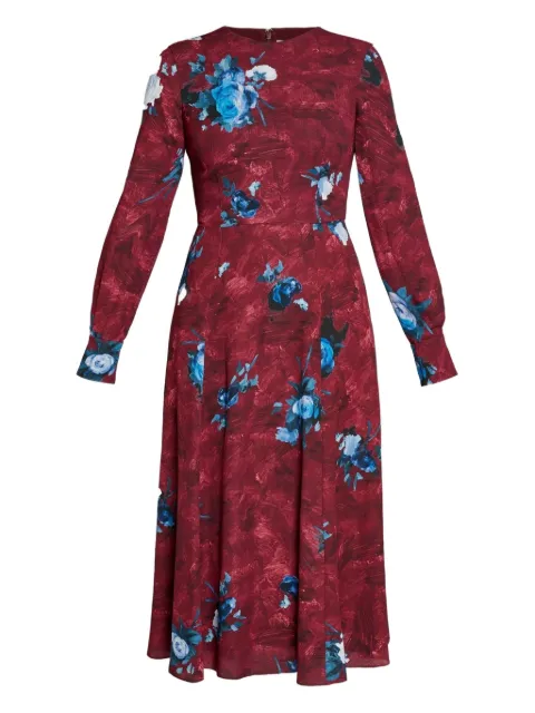 ERDEM vestido midi manga larga con estampado floral