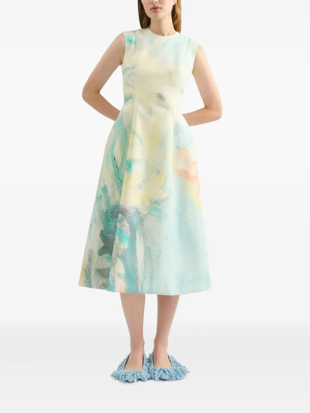 Erdem Kaye Donachie Print Cotton Midi Dress In Multi