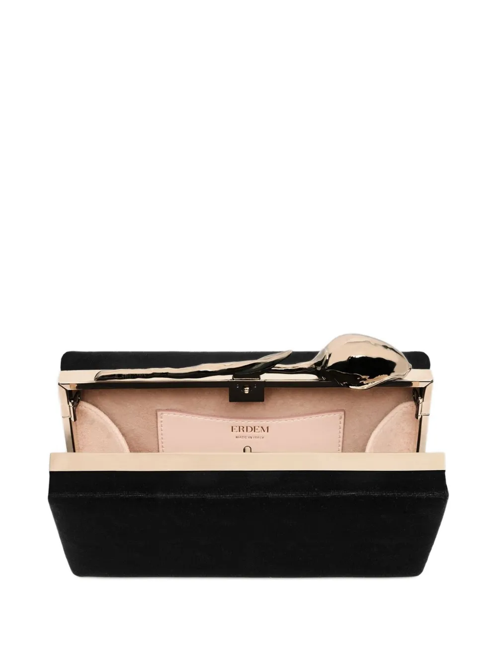 ERDEM Bloom fluwelen clutch verfraaid met roos Zwart