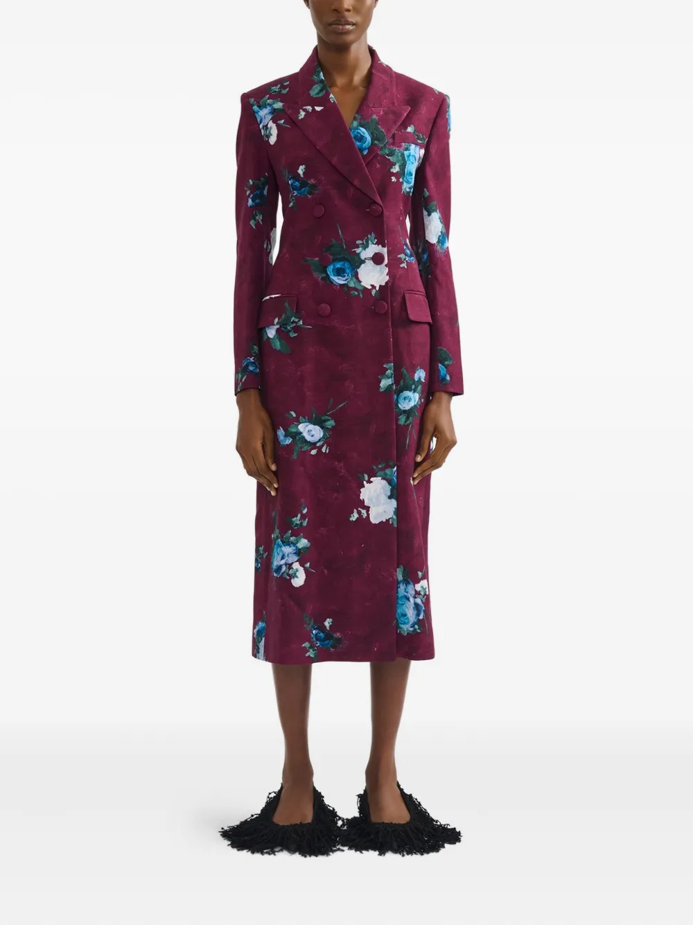  Erdem Floral-print Double-breasted Coat - Red 