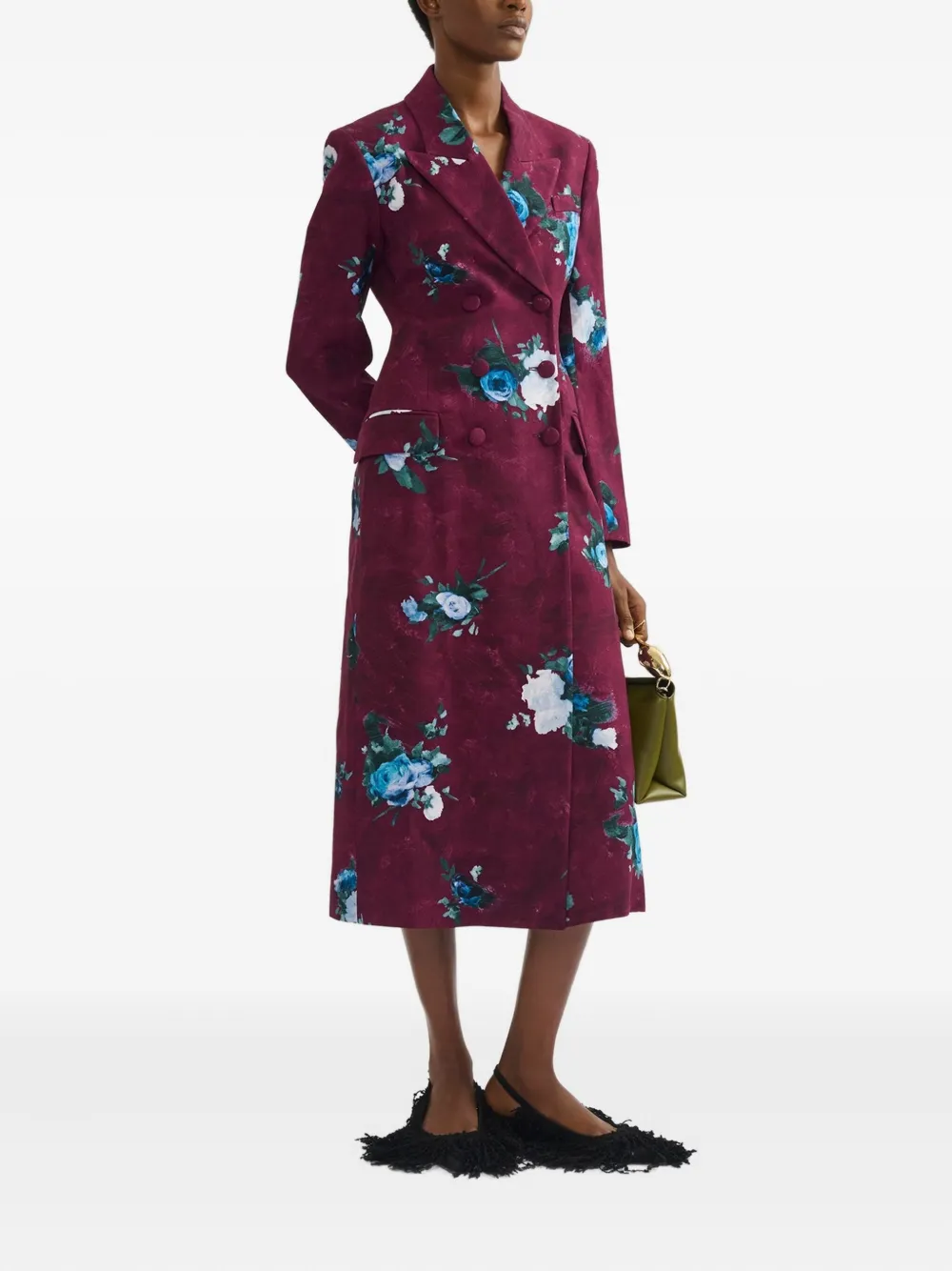  Erdem Floral-print Double-breasted Coat - Red 