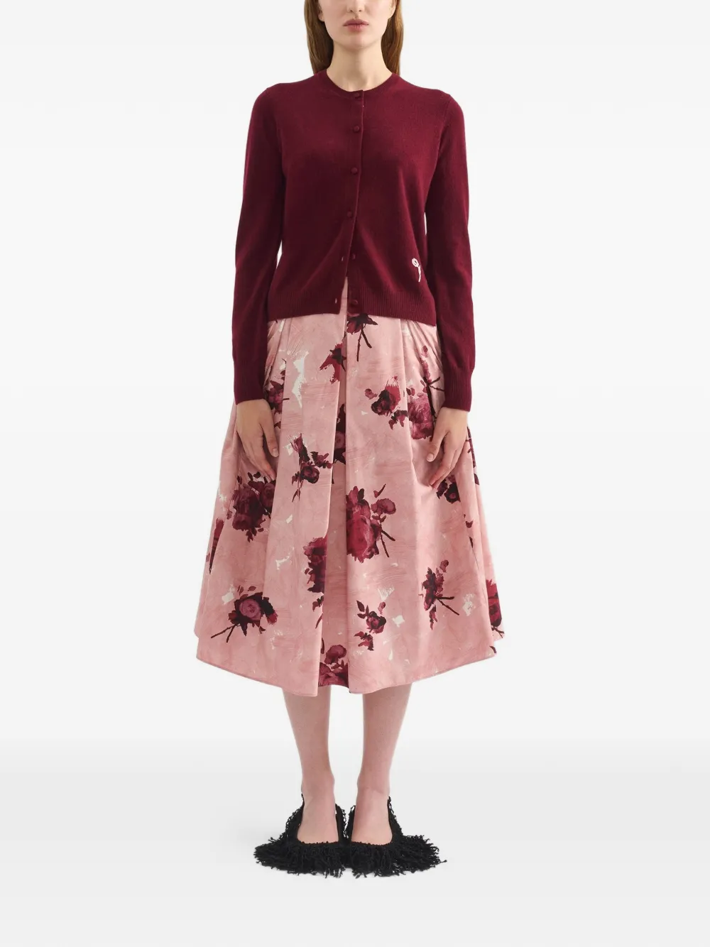 ERDEM Vest met geborduurde bloemen Rood