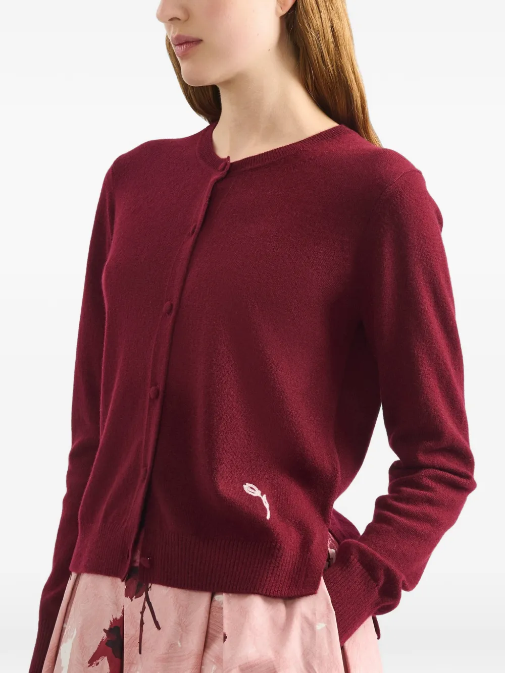 ERDEM Vest met geborduurde bloemen Rood