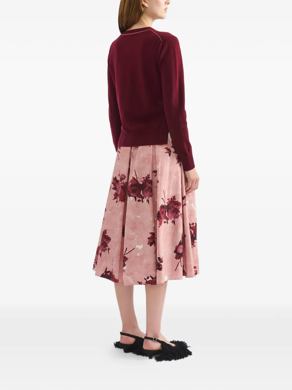 ERDEM Vest met geborduurde bloemen Rood