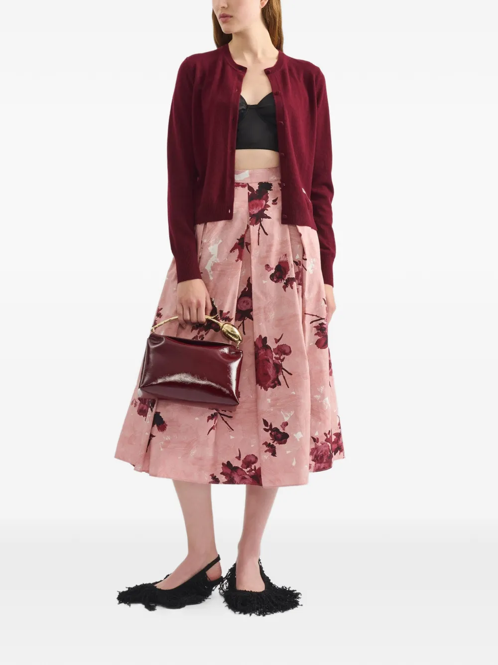 ERDEM Vest met geborduurde bloemen Rood