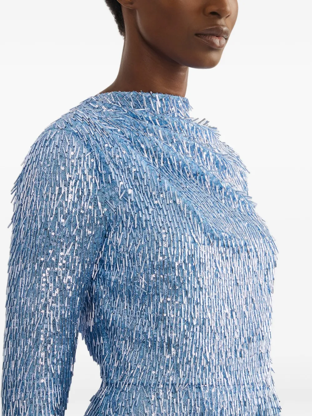 ERDEM Maxi-avondjurk met pailletten en lange mouwen Zwart