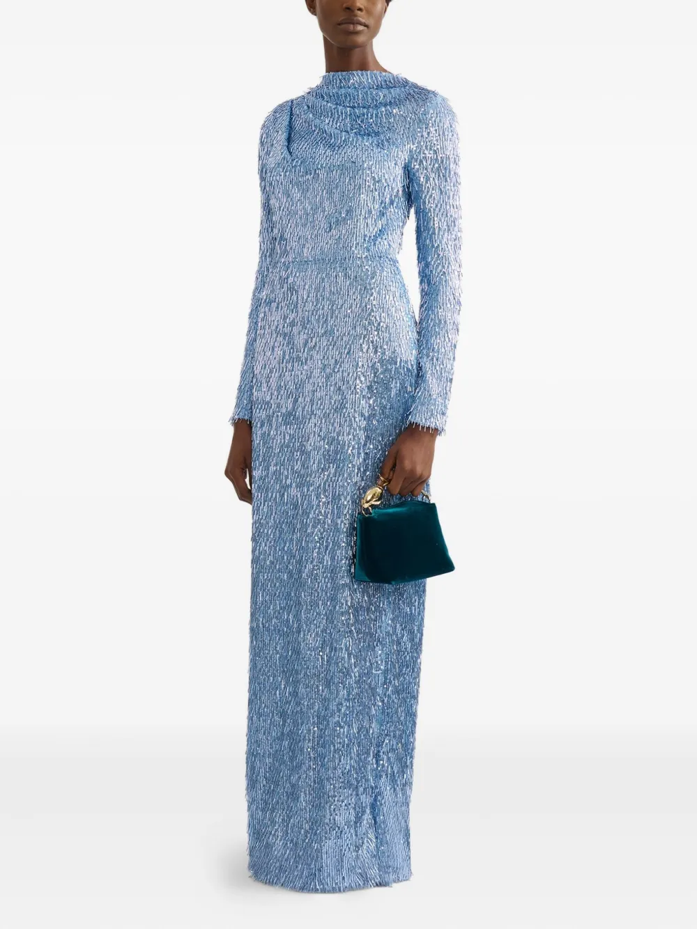 ERDEM Maxi-avondjurk met pailletten en lange mouwen Zwart