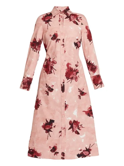 ERDEM 花卉印花中长衬衫裙