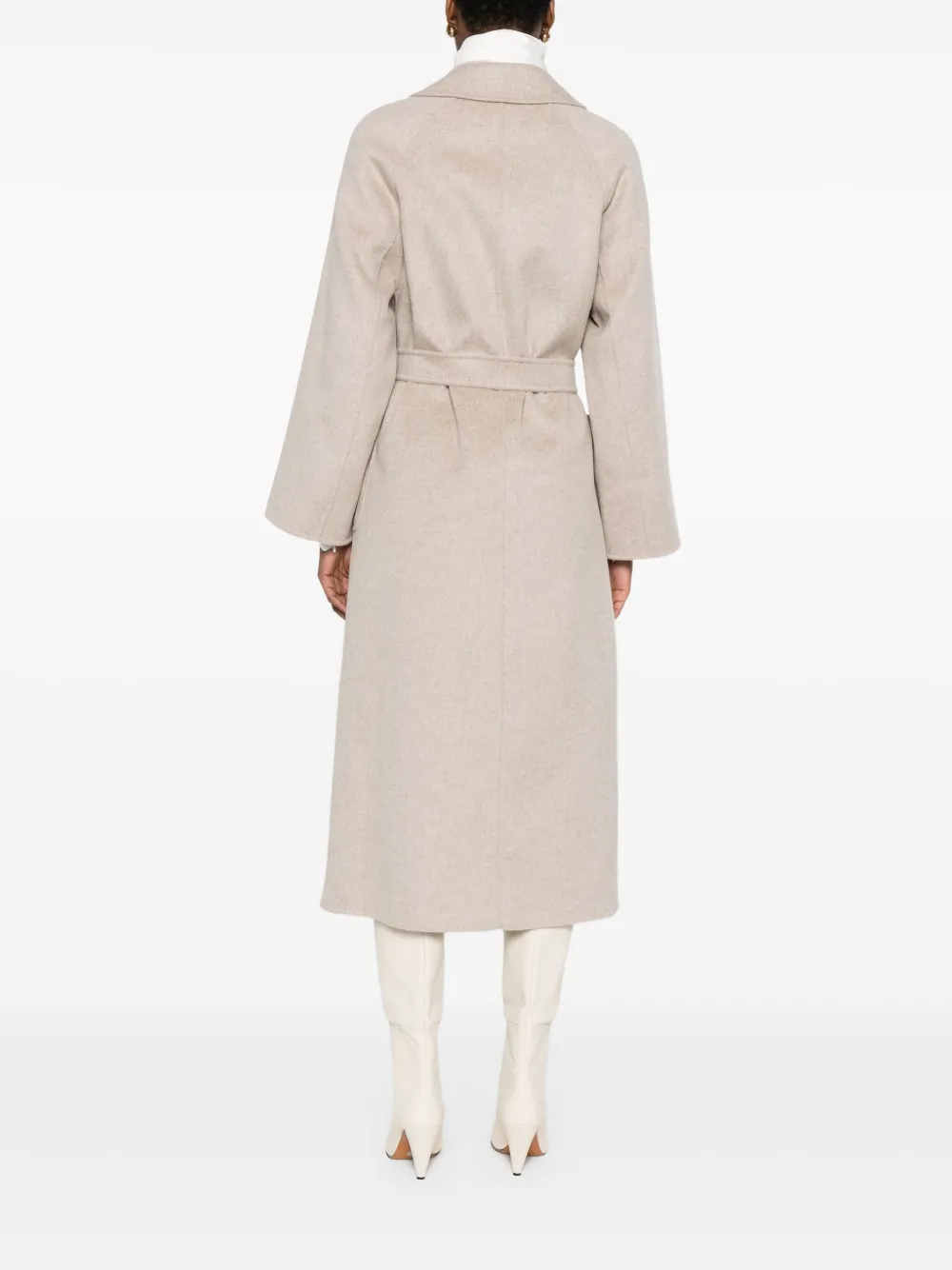 Arma Belted-wool Coat In Neutral