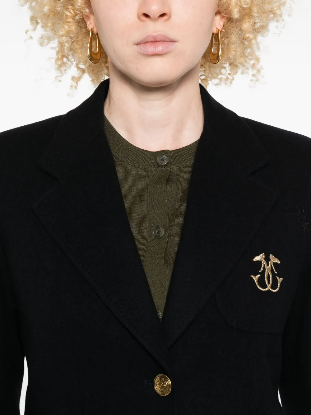 Seafarer Gold-button Patch-pocket Blazer In Black