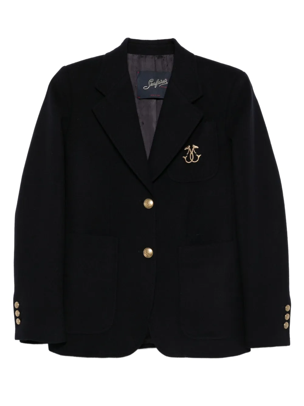 Seafarer Gold-button Patch-pocket Blazer In Black