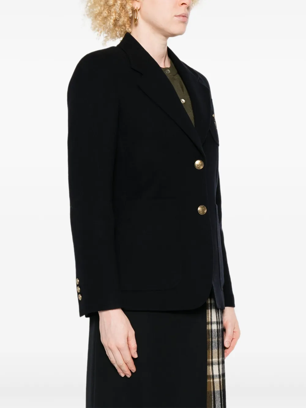 Seafarer Gold-button Patch-pocket Blazer In Black